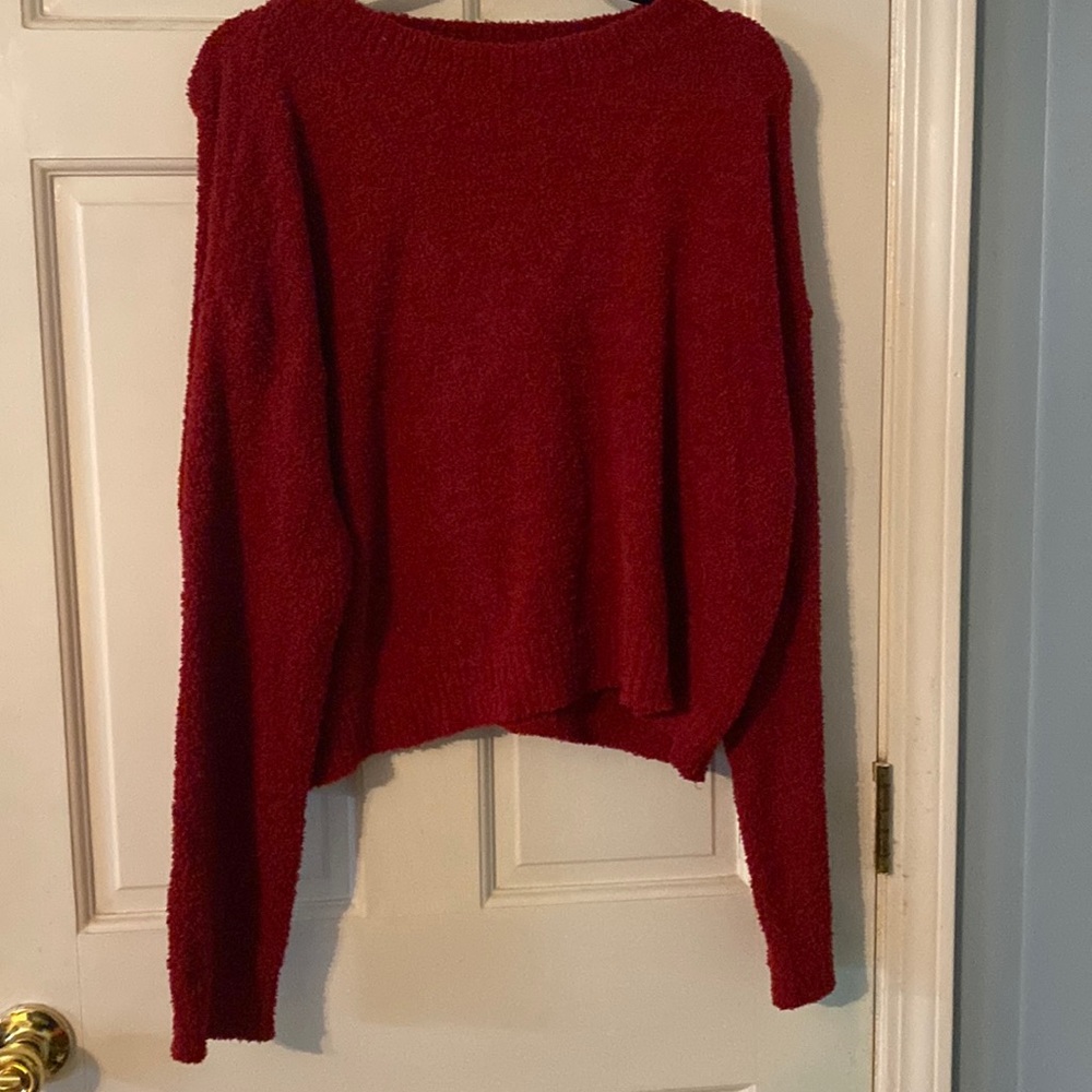 Fuzzy red cropped sweater